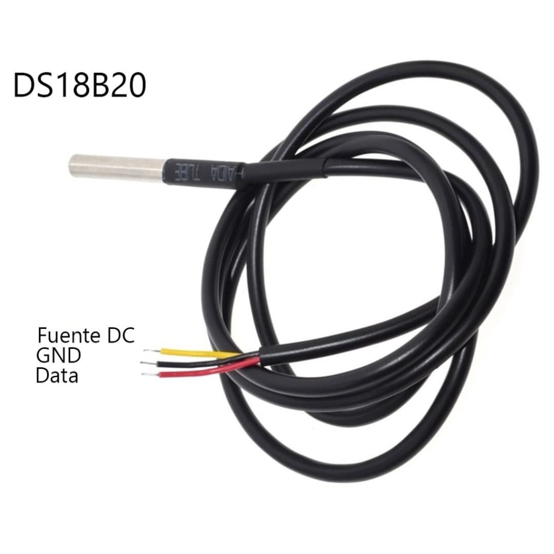 Sensor de Temperatura Digital DS18B20 a Prueba de Agua con Cable 1-Wire -55°C a 125°C
